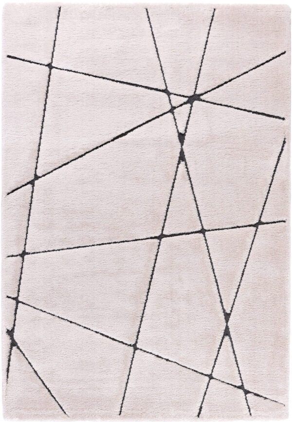 Beige rug with black geometric lines