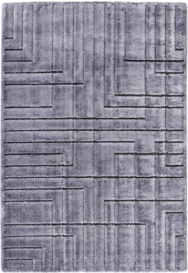 Gray area rug with geometric pattern