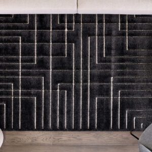 Gray geometric rug in modern living room