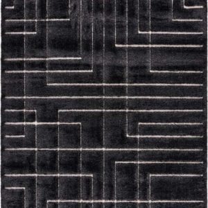 Square rug with geometric line pattern.