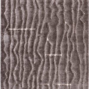 Gray textured rug with wavy patterns.