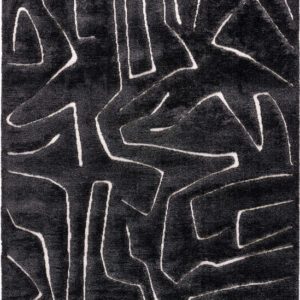 Black textured rug with abstract pattern