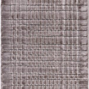 Gray rectangular rug with grid pattern design.