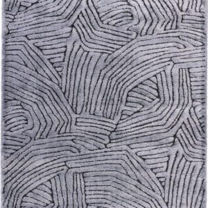 Gray rug with abstract geometric pattern