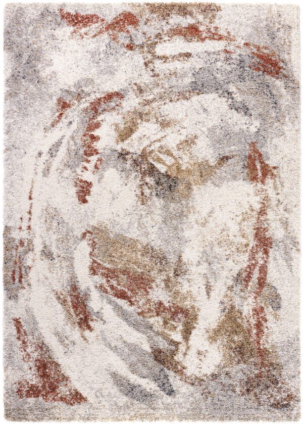 Abstract multicolored textured area rug design.