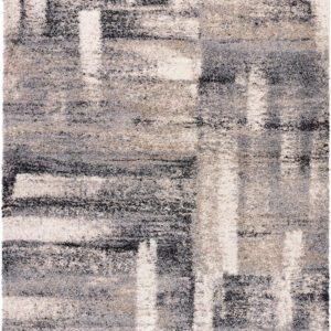 Abstract geometric gray and beige area rug design