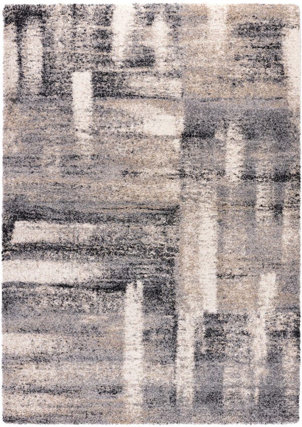 Abstract geometric gray and beige area rug design