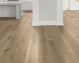 Spacious kitchen with wood flooring