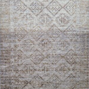 Beige vintage rug with geometric patterns