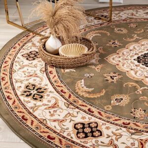 Round floral rug with decorative pampas arrangement