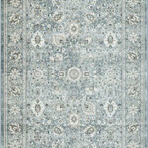Elegant blue floral patterned rug design