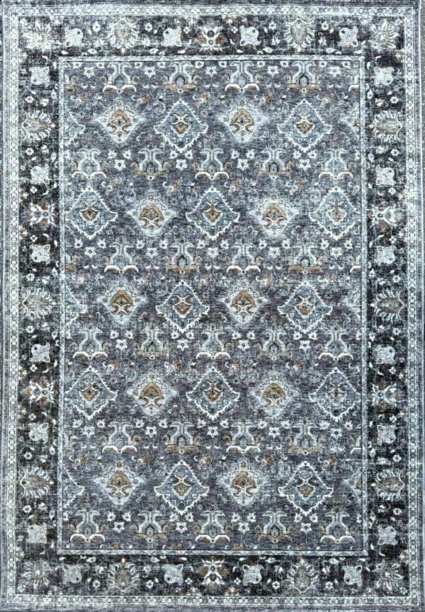 Vintage ornate patterned rug with floral design