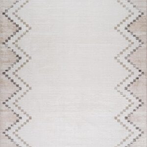 Beige rug with zigzag border pattern