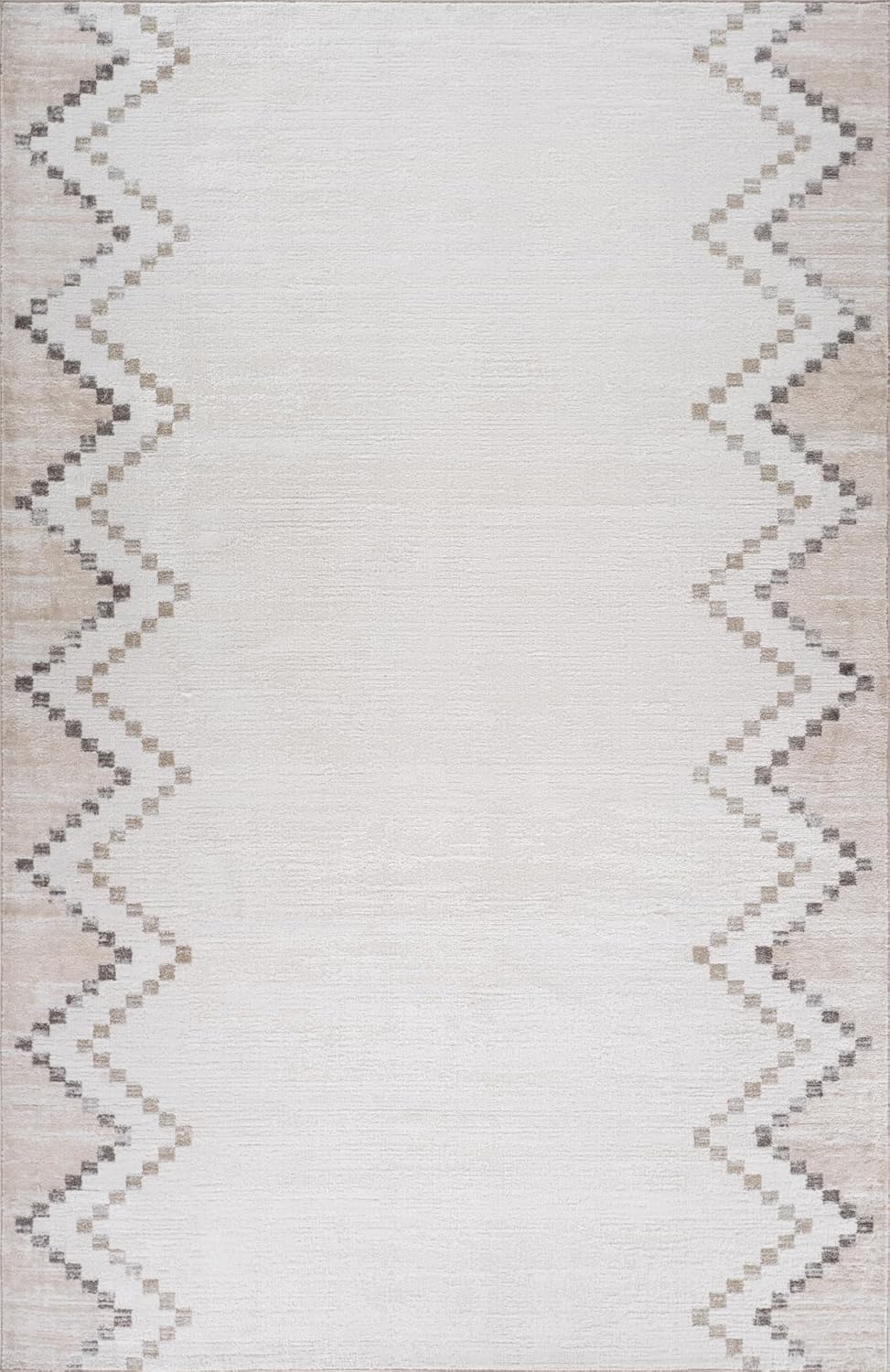 Beige rug with zigzag border pattern