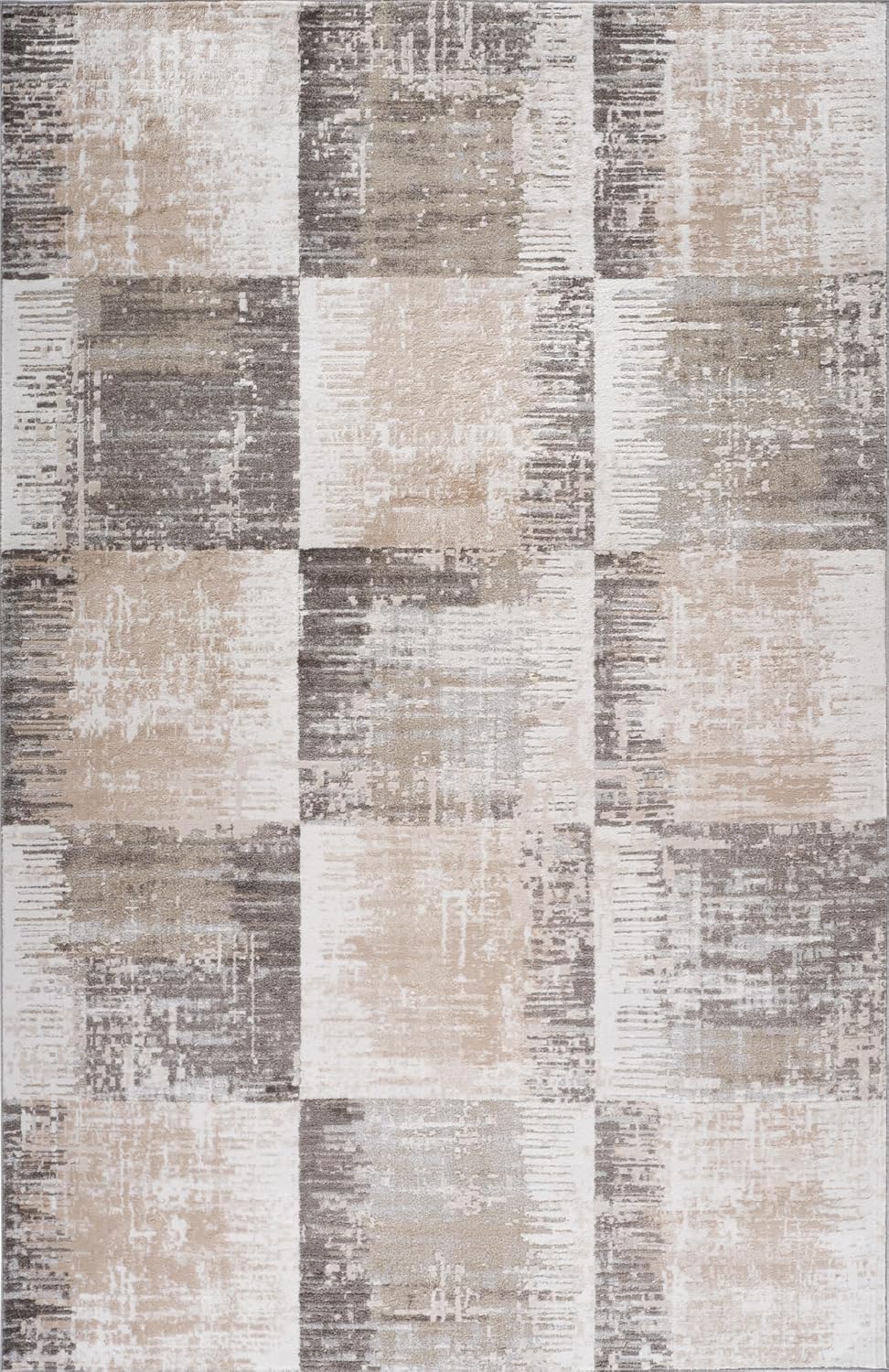 Beige and gray abstract patterned rug squares.