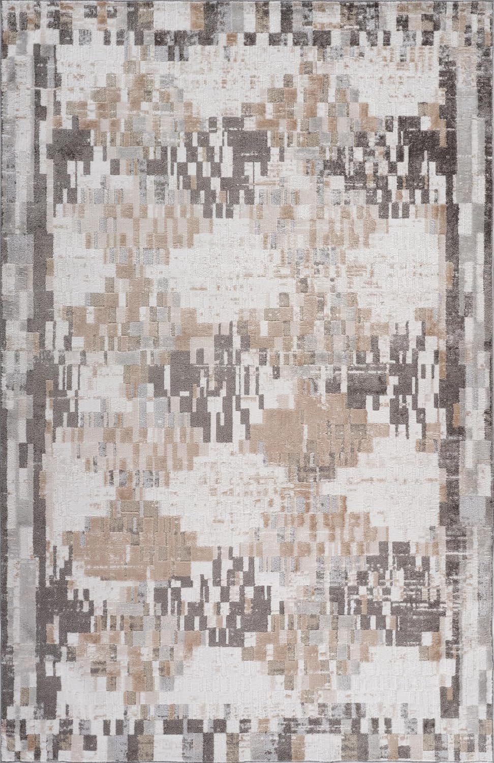 Abstract geometric pattern in beige and gray hues.