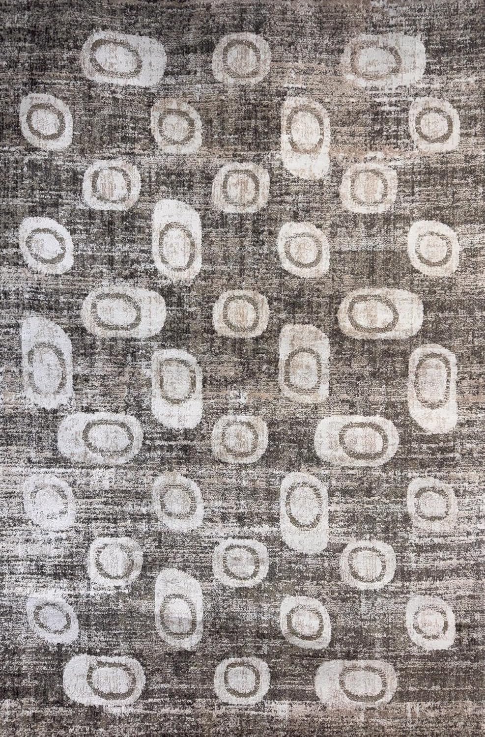 Abstract circles on textured gray background rug